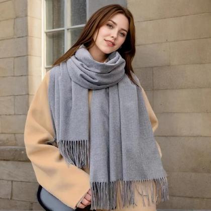 Imagem de Cachecol Feminino De Cashmere Preto Quente Para O Inverno Novo XWJ09