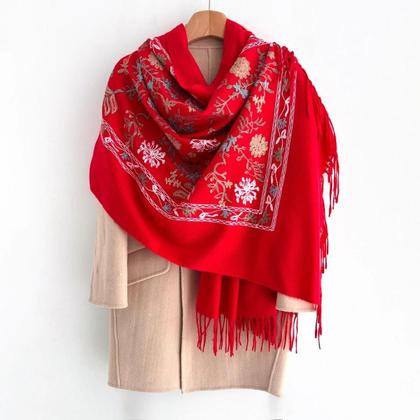 Cachecol Floral Feminino Quente 70x210cm, Xale De Caxemira