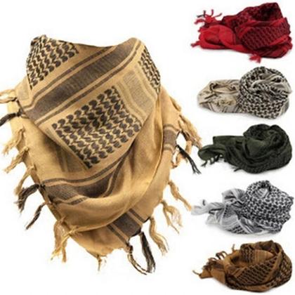 Imagem de Cachecol Keffiyeh Shemagh de Algodão - Unissex, À Prova de Vento, para Inverno, Acampamento e Atividades Táticas