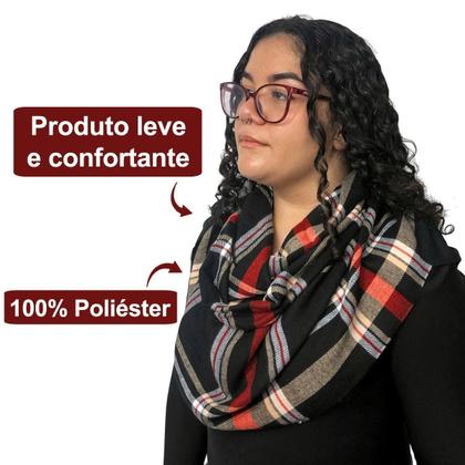Imagem de Cachecol Lenço Feminino Inverno Redstar Winter Em Xadrez