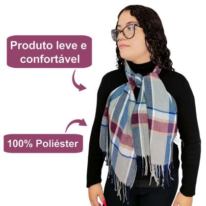 Imagem de Cachecol Lenço Feminino Para Inverno Redstar Winter Em Xadrez Poliéster
