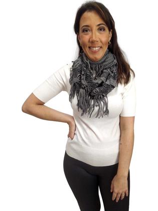 Imagem de Cachecol Maxi Gola Feminino com Franja Dupla Volta