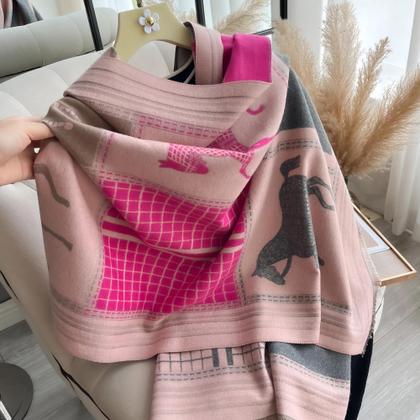 Imagem de Cachecol Pashmina De Cashmere Grosso E Quente Para Mulheres, Estilo Outono Inverno, Estampa 2024