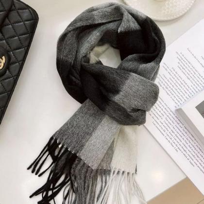 Imagem de Cachecol Xadrez Feminino Lençol Echarpe Frio Inverno Pescoço Cobrir Roupa Frio Touca Casaco