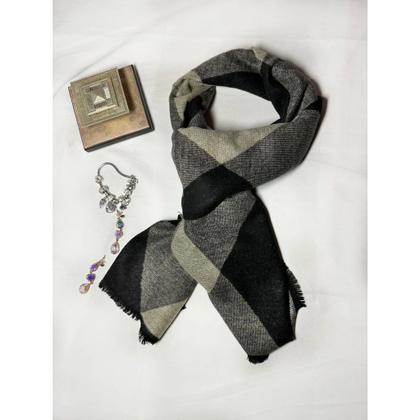 Imagem de Cachecol Xadrez Feminino Lençol Echarpe Frio Inverno Pescoço Cobrir Roupa Frio Touca Casaco