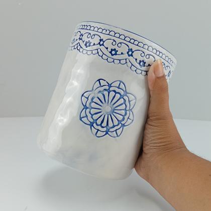 Imagem de CACHEPÔ 16x13x13cm CERÂMICA AZUL