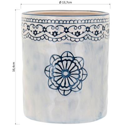 Imagem de CACHEPÔ 16x13x13cm CERÂMICA AZUL