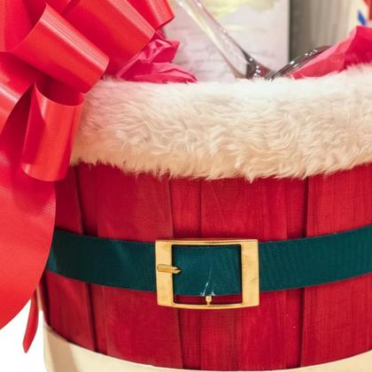 Imagem de Cachepó Balde Presente Natalino Vinho 750ml Taça Chocolate