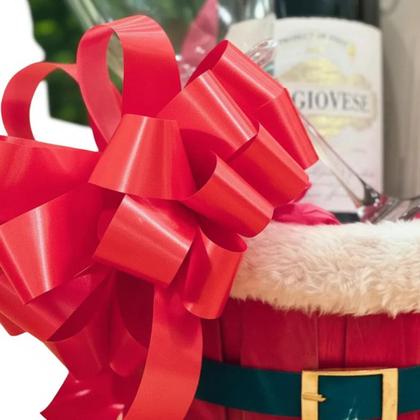 Imagem de Cachepó Balde Presente Natalino Vinho 750ml Taça Chocolate