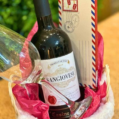 Imagem de Cachepó Balde Presente Natalino Vinho 750ml Taça Chocolate