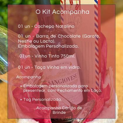 Imagem de Cachepó Balde Presente Natalino Vinho 750ml Taça Chocolate