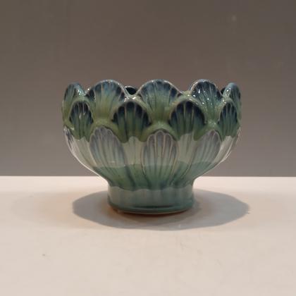 Imagem de CACHEPÔ CERÂMICA VASO DECORATIVO PLANTA 10x15x15cm AZUL