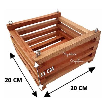 Imagem de Cachepô De Madeira Quadrado Para Plantas E Orquídeas M 20x20