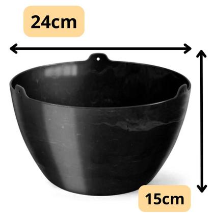 Imagem de Cachepô Elegance Cuia Flor Preto Onix Decoração 4L Plástico