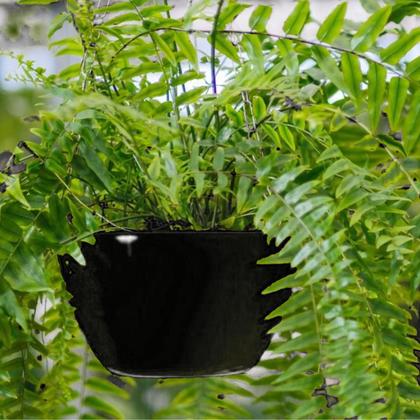 Imagem de Cachepô Elegance Cuia Flor Preto Onix Decoração 4L Plástico