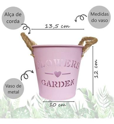 Imagem de Cachepô Vaso De Metal Com Alça Corda Sisal Decoração