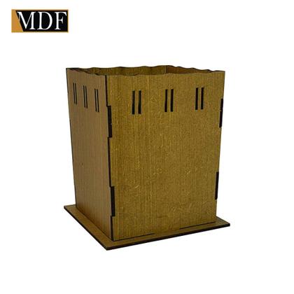 Imagem de Cachepot Borda Ondulada Passa Fita G 12x12x15 Laser Mdf Madeira Marrom