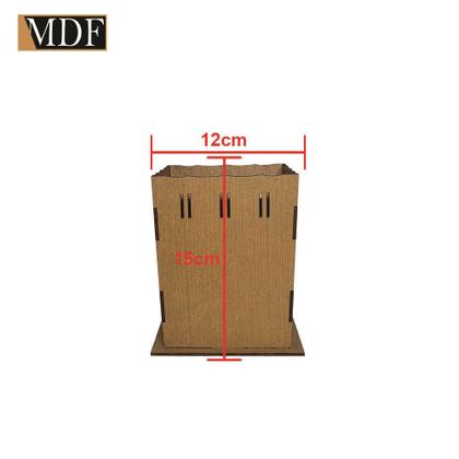 Imagem de Cachepot Borda Ondulada Passa Fita G 12x12x15 Laser Mdf Madeira Marrom