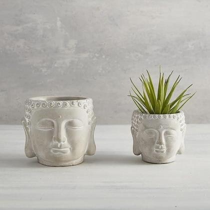 Imagem de Cachepot Buda Cinza 11x10Cm Cimento