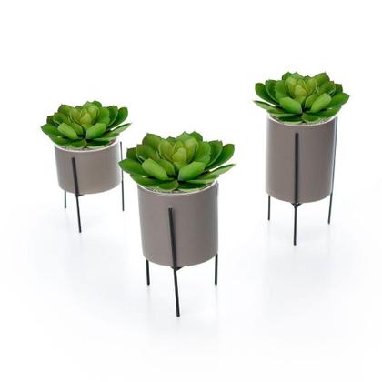 Imagem de Cachepot Cinza Com Suporte Em Metal G 15x8cm