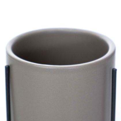 Imagem de Cachepot Cinza Com Suporte Em Metal G 15x8cm