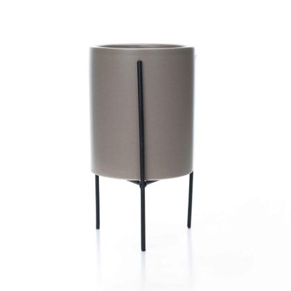 Imagem de Cachepot Cinza Com Suporte Em Metal G 15x8cm