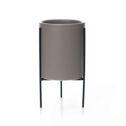 Imagem de Cachepot Cinza Com Suporte Em Metal G 15x8cm