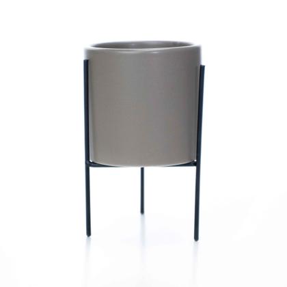 Imagem de Cachepot Cinza Com Suporte Em Metal m 13x8 cm M02 - D'Rossi