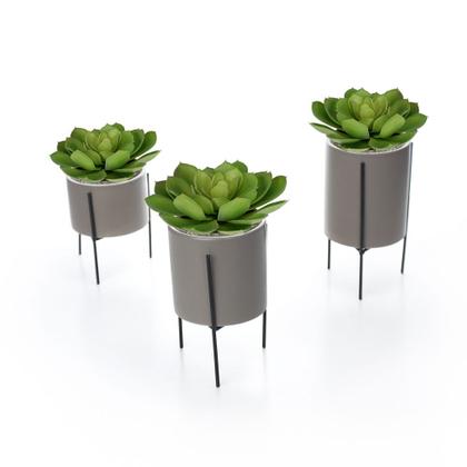 Imagem de Cachepot Cinza Com Suporte Em Metal m 13x8 cm M02 - D'Rossi