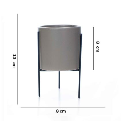 Imagem de Cachepot Cinza Com Suporte Em Metal m 13x8 cm M02 - D'Rossi