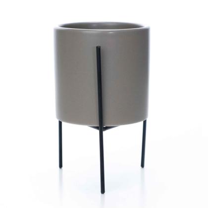 Imagem de Cachepot Cinza Com Suporte Em Metal m 13x8 cm M02 - D'Rossi