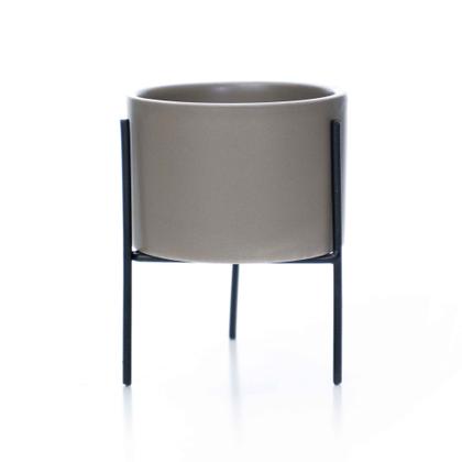 Imagem de Cachepot Cinza Com Suporte Em Metal p 10x8 cm M02 - D'Rossi