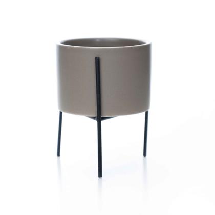 Imagem de Cachepot Cinza Com Suporte Em Metal p 10x8 cm M02 - D'Rossi