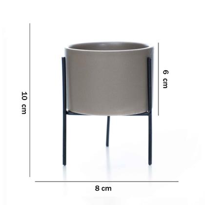 Imagem de Cachepot Cinza Com Suporte Em Metal p 10x8 cm M02 - D'Rossi
