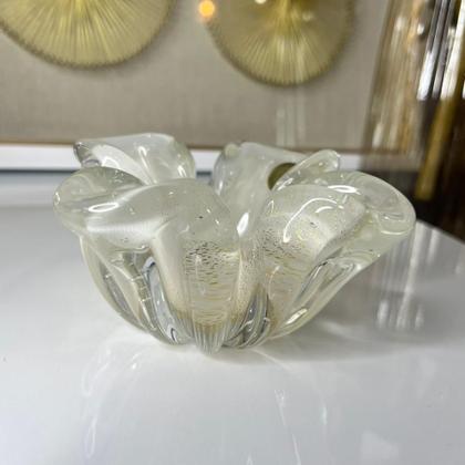 Imagem de Cachepot Cristal Murano Namur PP Quartzo Pérola Com Ouro