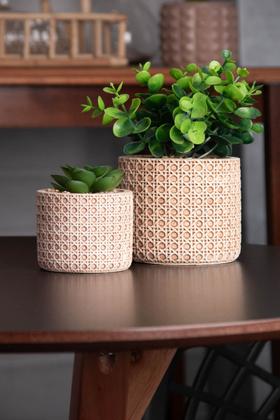 Imagem de Cachepot de cerâmica com suculenta Trelica 10 x10 x 18 cm Wolff - 61610