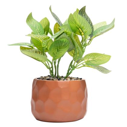 Imagem de Cachepot de cimento com planta artificial prisma marrom 11cm x 22cm Wolff - 61744