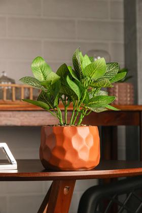 Imagem de Cachepot de cimento com planta artificial prisma marrom 11cm x 22cm Wolff - 61744