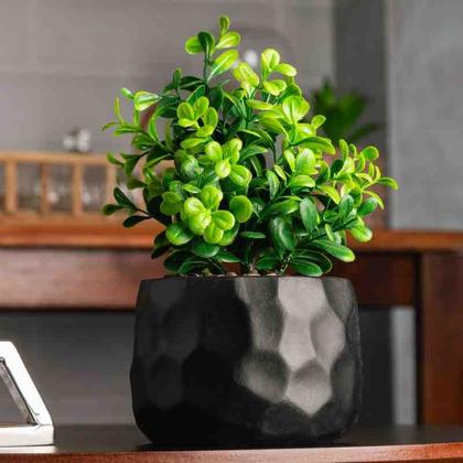 Imagem de Cachepot de Cimento com Planta Artificial Prisma Preto Wolff