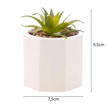Imagem de Cachepot De Cimento Com Suculenta 7,5x9,5cm Wolff Geométrico Decoração Artificial