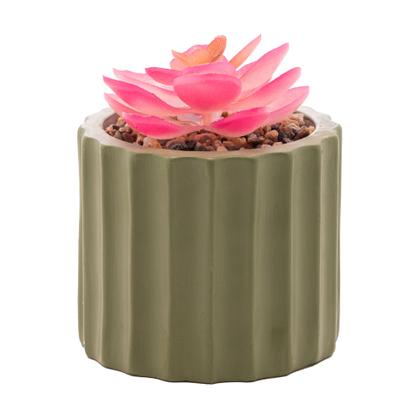 Imagem de Cachepot de Cimento com Suculenta Verde 7,5cm x 10,5cm