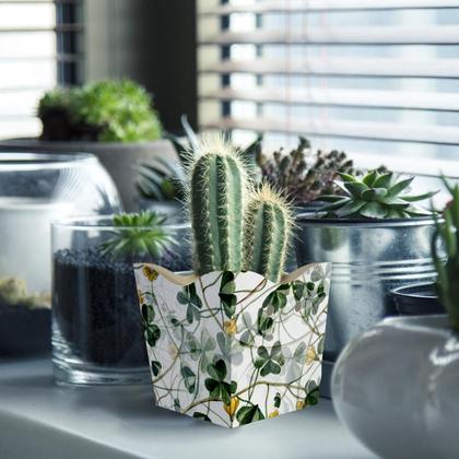 Imagem de Cachepot de Papel Pote 6 PP 7x7x5,5cm Trevo com 10 unidades