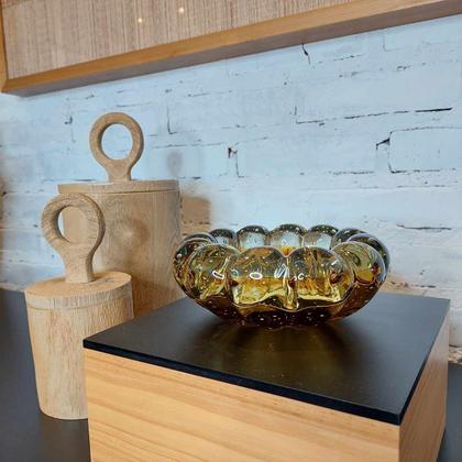 Imagem de Cachepot de Vidro Murano Téo Âmbar 14x5cm Cristais Tavares