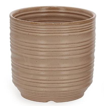 Imagem de Cachepot em ceramica com listras marrom mart 16,5cm