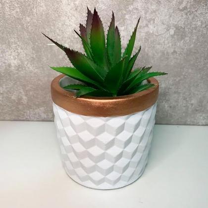 Imagem de Cachepot em Cimento 3D Branco e Rosé Gold 11cm Mart 08575 P