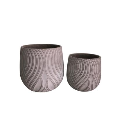 Imagem de Cachepot em cimento com detalhes em branco - G - Mart