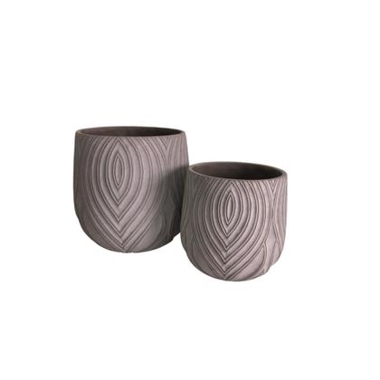 Imagem de Cachepot em cimento com detalhes em branco - G - Mart