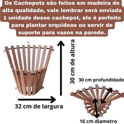 Imagem de Cachepot Porta Vaso Madeira Cônico Orquídeas E Plantas