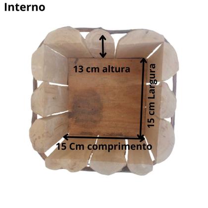 Imagem de Cachepot Quadrado Rustico Madeira de Cafe Para Flores Tam. G