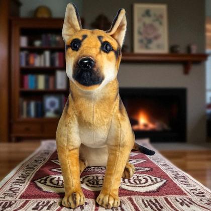 Imagem de Cachorro de Pelúcia Realista Sentado Cachorrinho Fofo